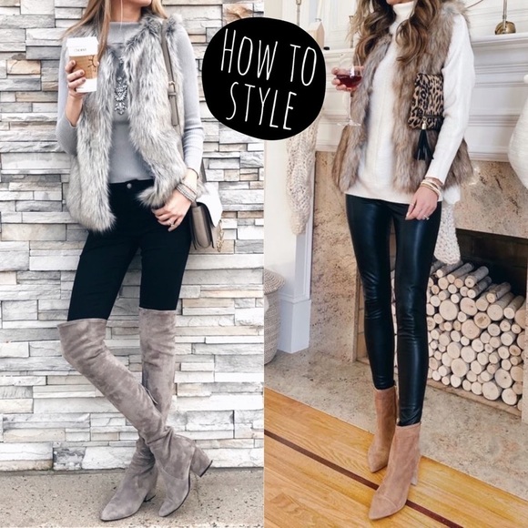 Wool Blend Ann Taylor Faux Fur Chunky Knit Button Vest - Picture 11 of 11